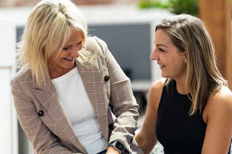 Kendra, founder of ko&co brand strategy & design sharing a laugh with Erin, founder of Hustle Tribe kickboaxing and HIIT gym and Hustle Tribe Fitness Retreats. South Melbourne