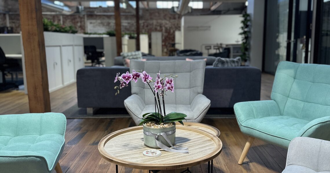 Inviting lounge area at ko&co workhub with filled with natural light, South Melbourne coworking space. Perfect for your Day Escape (day pass) or Satellite (business address) membership